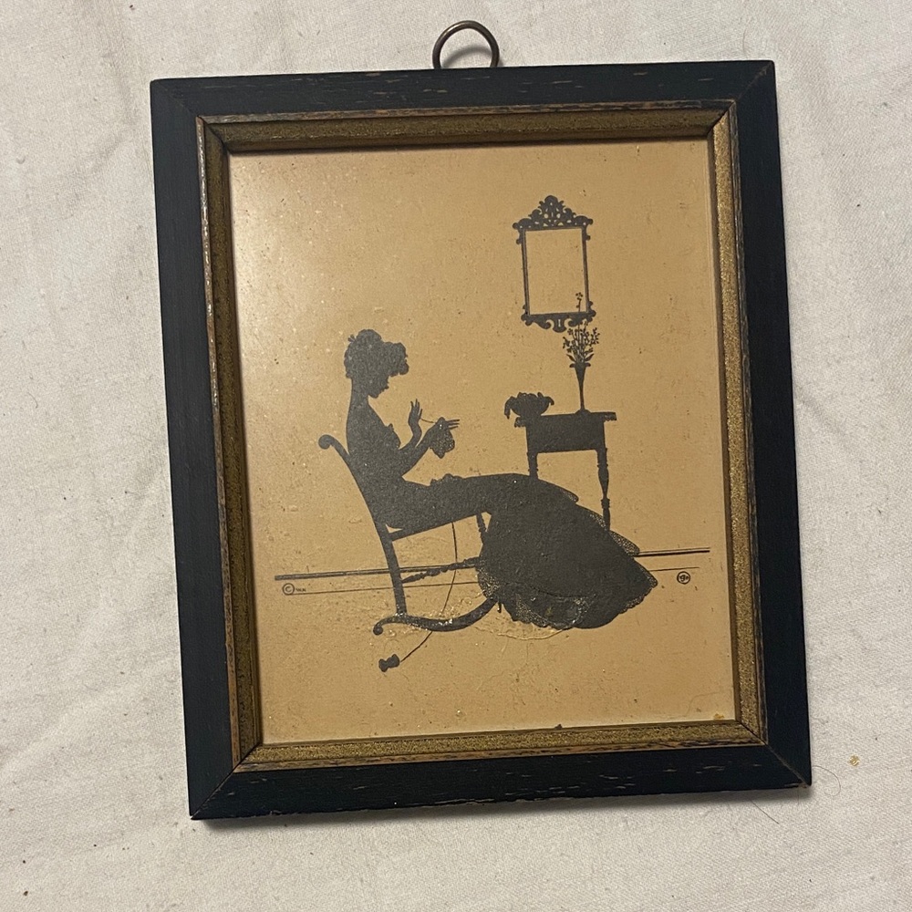 Small Vintage Silhouette Wall Art in Black Frame